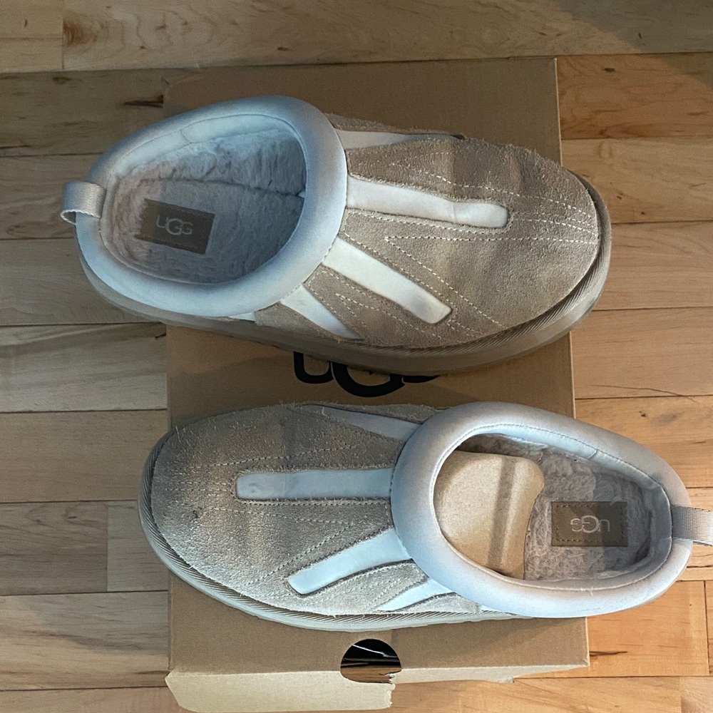 UGG Kids Beige Slip-On Shearling Lined Sneakers